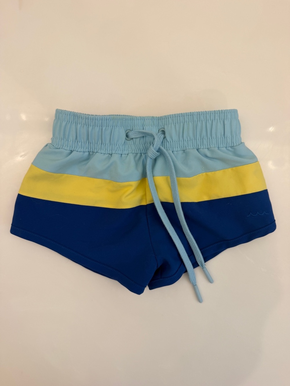 Kids Colorblock Swim Trunks - Light Blue, Yellow & Navy